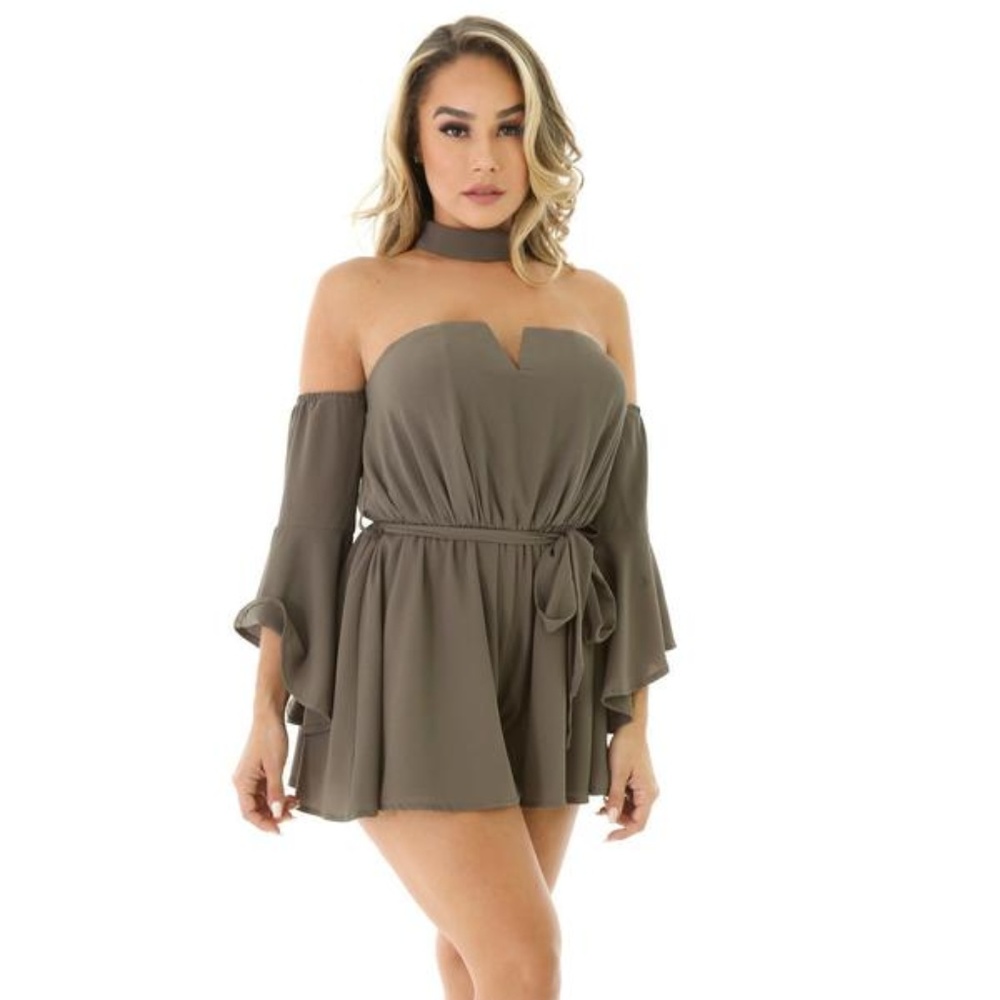 Off Shoulder Choker Romper